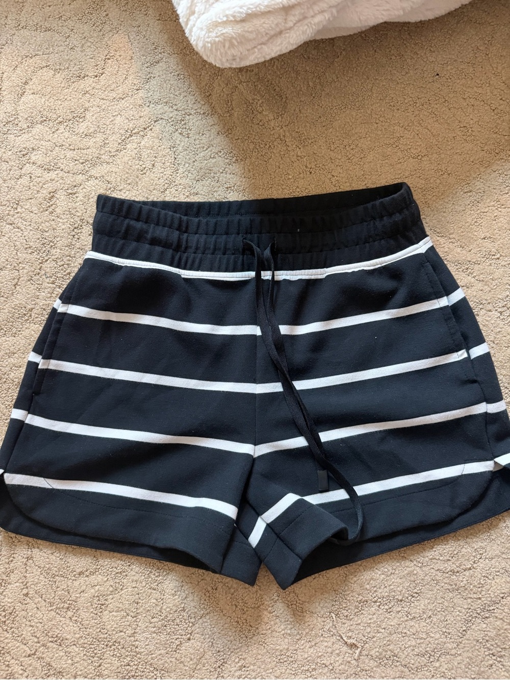 Striped Black & White Athletic Pull-On Shorts